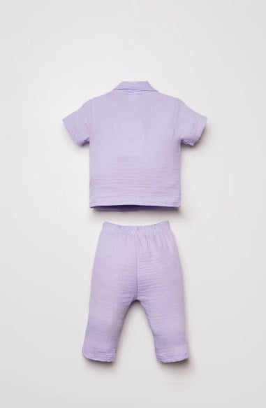 U.S Polo Assn. Kız Bebek Müslin Gömlek Pijama Takımı 6 Ay-3 Yaş LİLA
