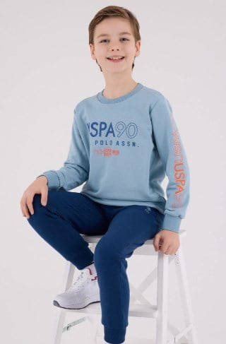 U.s Polo Assn. Erkek Çocuk Baskı Detaylı Uzun Kollu Bisiklet Yaka Sweatshirt 9-15 Yaş SOFT YEŞİL