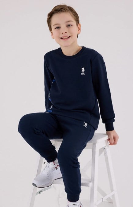 U.s Polo Assn. Erkek Çocuk Uzun Kollu Bisiklet Yaka Paça Lastikli Eşofman Takım  9-15 Yaş LACİVERT