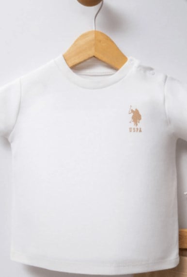 U.s Polo Assn. Kız Bebek Kapüşonlu Ekose Desenli Ceketten Oluşan  3'Lü Takım 6-36 Ay BEYAZ