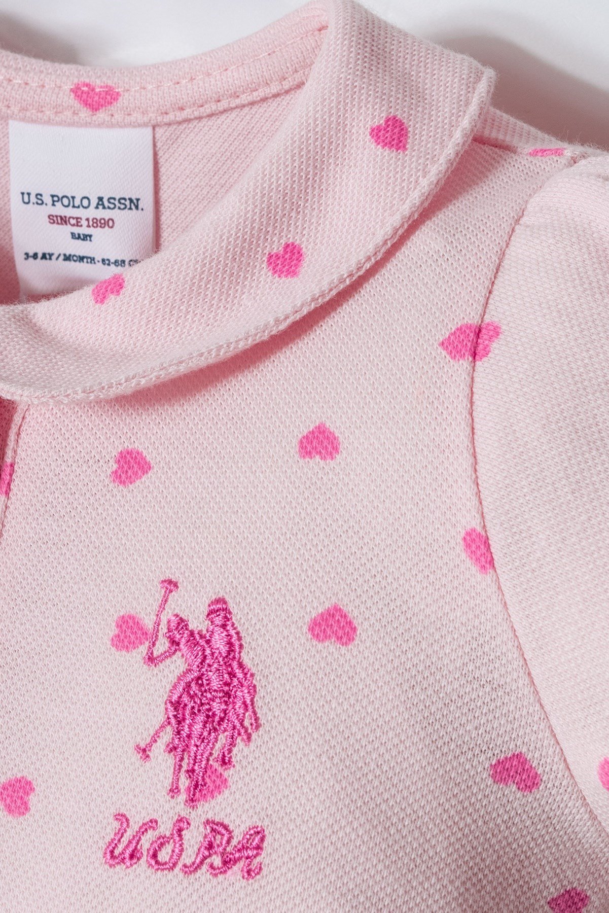 U.s Polo Assn. Kız Bebek Kalp Detaylı Tulum 3-36 Ay PEMBE
