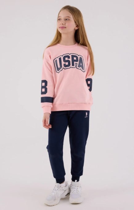 U.s Polo Assn. Kız Çocuk Yazı Ve Kol  Detaylı 2'Li takım 9-15 Yaş AÇIK PEMBE
