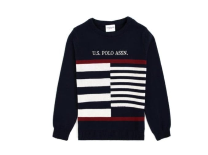 U.s Polo Assn. Erkek Çocuk Uzun Kol Bisiklet Yaka  Çizgi Blok Desen Detaylı Sweatshırt  3-14 Yaş LACİVERT