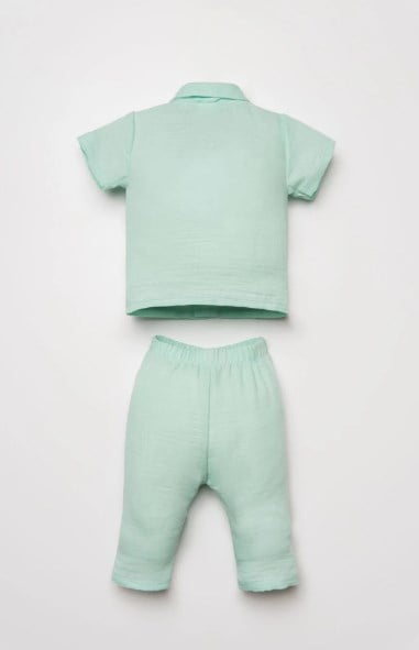 U.S Polo Assn. Kız Bebek Müslin Gömlek Pijama Takımı 6 Ay-3 Yaş NİL YEŞİLİ