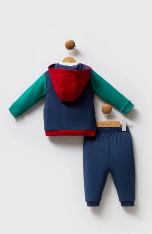 U.s Polo Assn. Erkek Bebek  Renk Bloklu Modern Görünüm 3 'Lü Takım 6-36 Ay KOYU İNDİGO - YEŞİL
