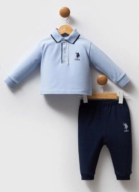 U.s Polo Assn. Erkek Bebek Polo Yaka Üst Tasarım 6-36 Ay MAVİ