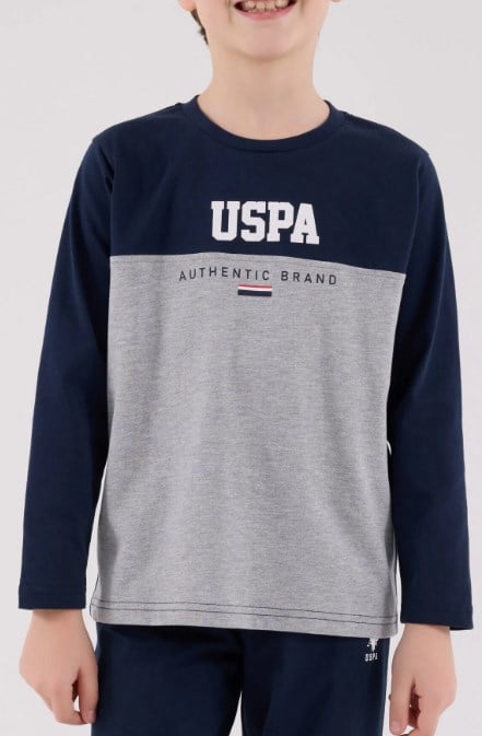 U.s Polo Assn. Erkek Çocuk Uzun Kollu Uspa Baskılı  Pijama Takımı 4-8 Yaş LACİVERT
