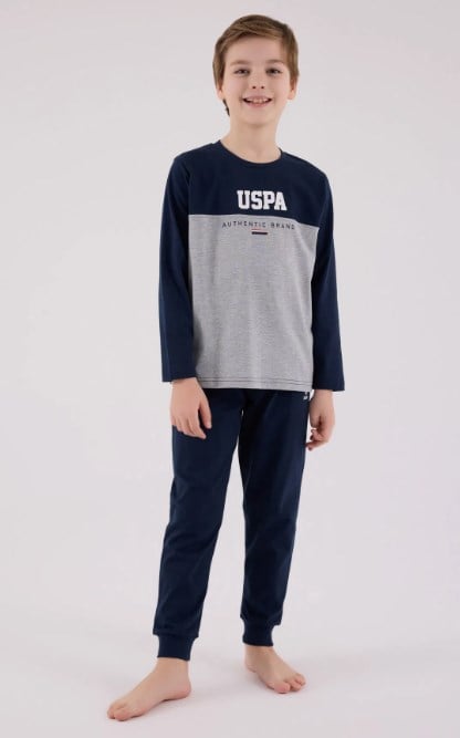 U.s Polo Assn.Erkek Çocuk Uzun Kollu Uspa Yazı Detaylı Pijama Takımı 9-15 Yaş LACİVERT