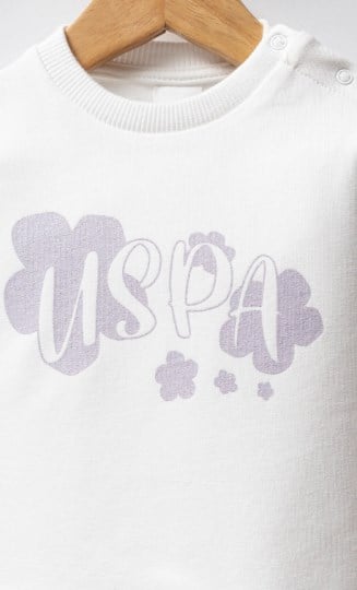 U.s Polo Assn. Kız Bebek Uspa Baskılı 2'Li Takım 6-36 Ay BEYAZ - LİLA