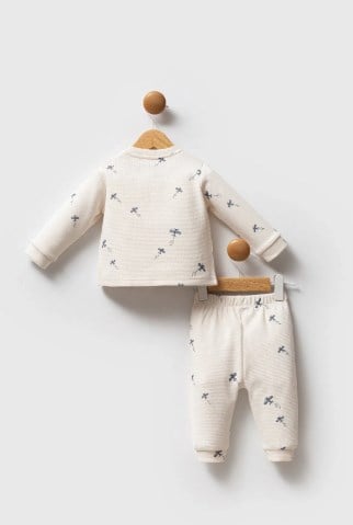 U.s Polo Assn.Erkek Bebek Mini Fiğür Baskı 2'Li Takım 6-36 Ay EKRU
