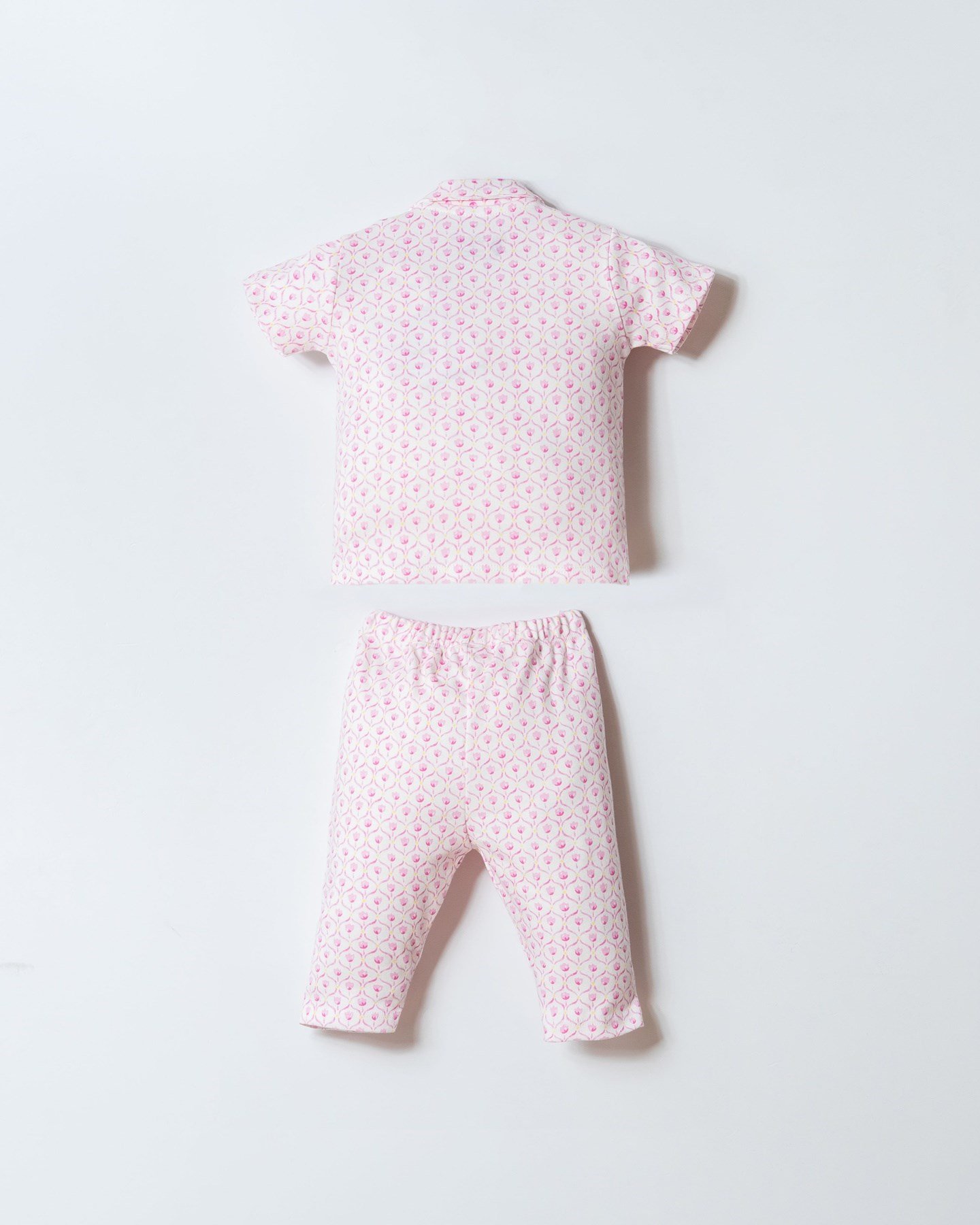 U.s Polo Assn.Kız Bebek Desenlli Kısa Kollu Gömlek Pijama Takımı 6-36 Ay EKRU