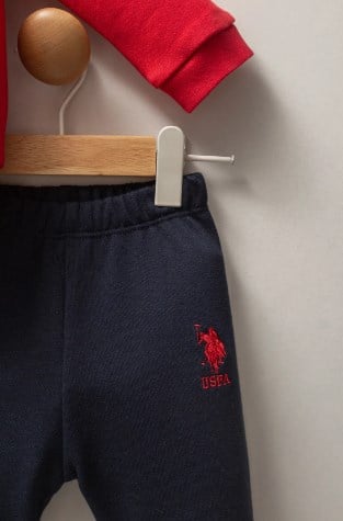 U.s Polo Assn.Erkek Bebek Hakim Yaka Düğmeli 3'lü Takım 6-36 Ay KIRMIZI