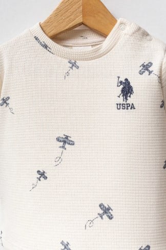 U.s Polo Assn.Erkek Bebek Mini Fiğür Baskı 2'Li Takım 6-36 Ay EKRU