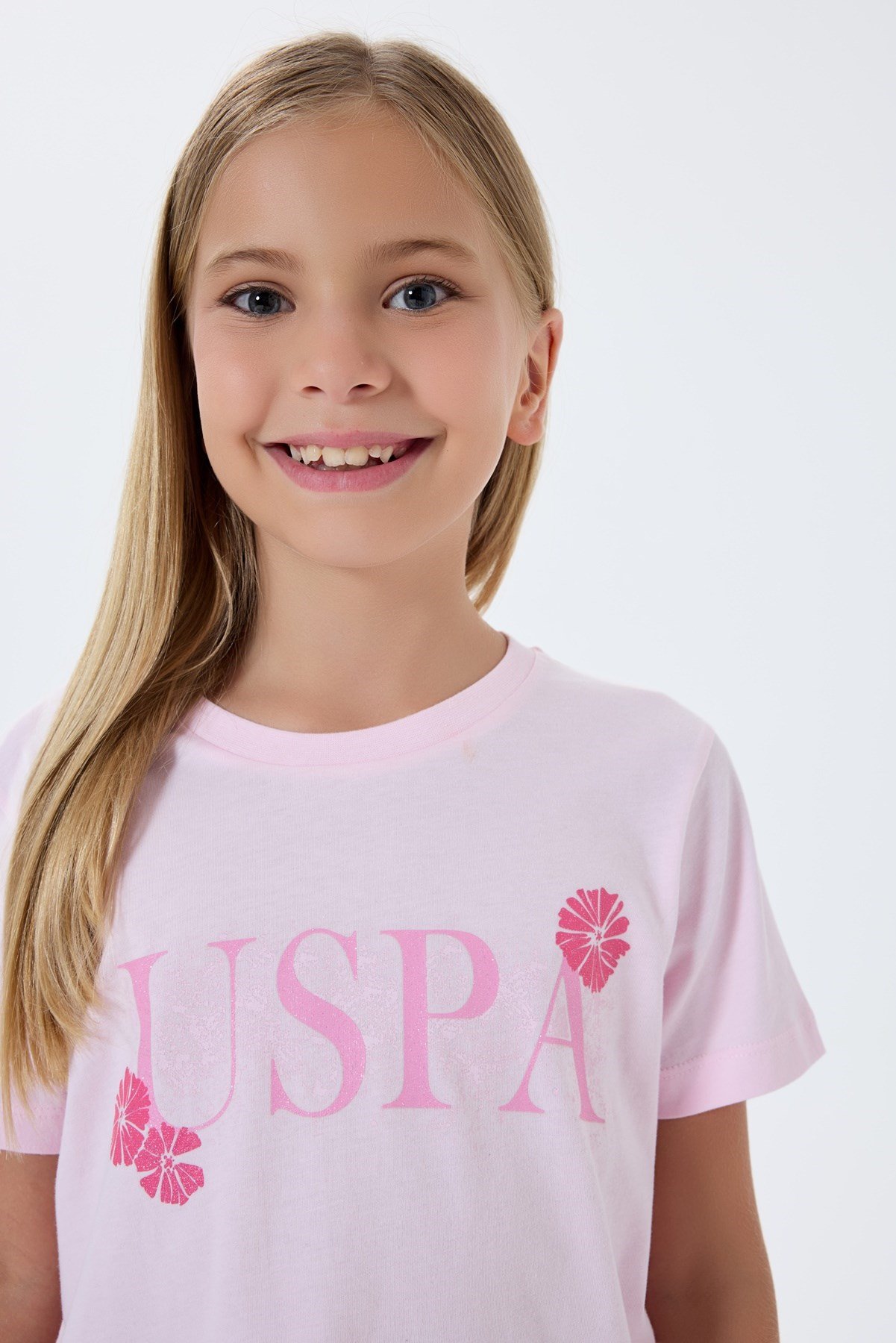 U.s Polo Assn. Kız Çocuk Kısa Kollu Tşört Ve Desenli Pantolon 9-15 Yaş PEMBE