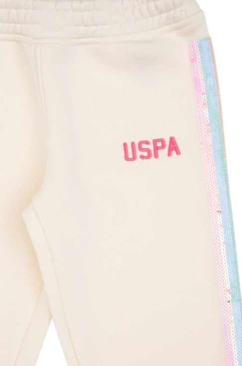 U.s Polo Assn.Kız Çocuk Lastikli Bel Yapısı Yan Şerit Detaylı Eşofman Altı 4-12 Yaş EKRU