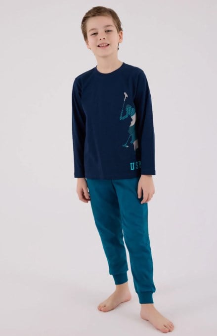 U.s Polo Assn.Erkek Çocuk Bisiklet Yaka Paça Lastikli Pijama Takımı 4-8 Yaş LACİVERT
