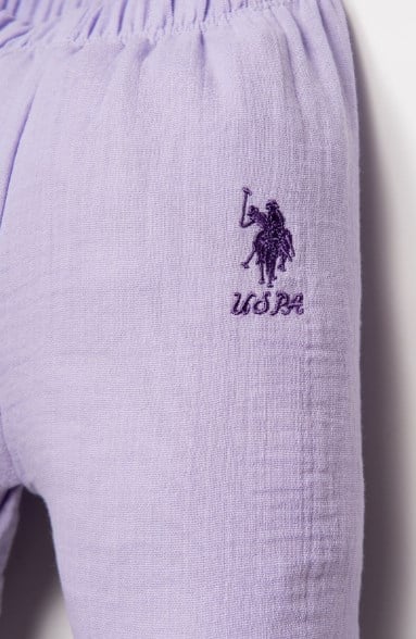 U.S Polo Assn. Kız Bebek Müslin Gömlek Pijama Takımı 6 Ay-3 Yaş LİLA
