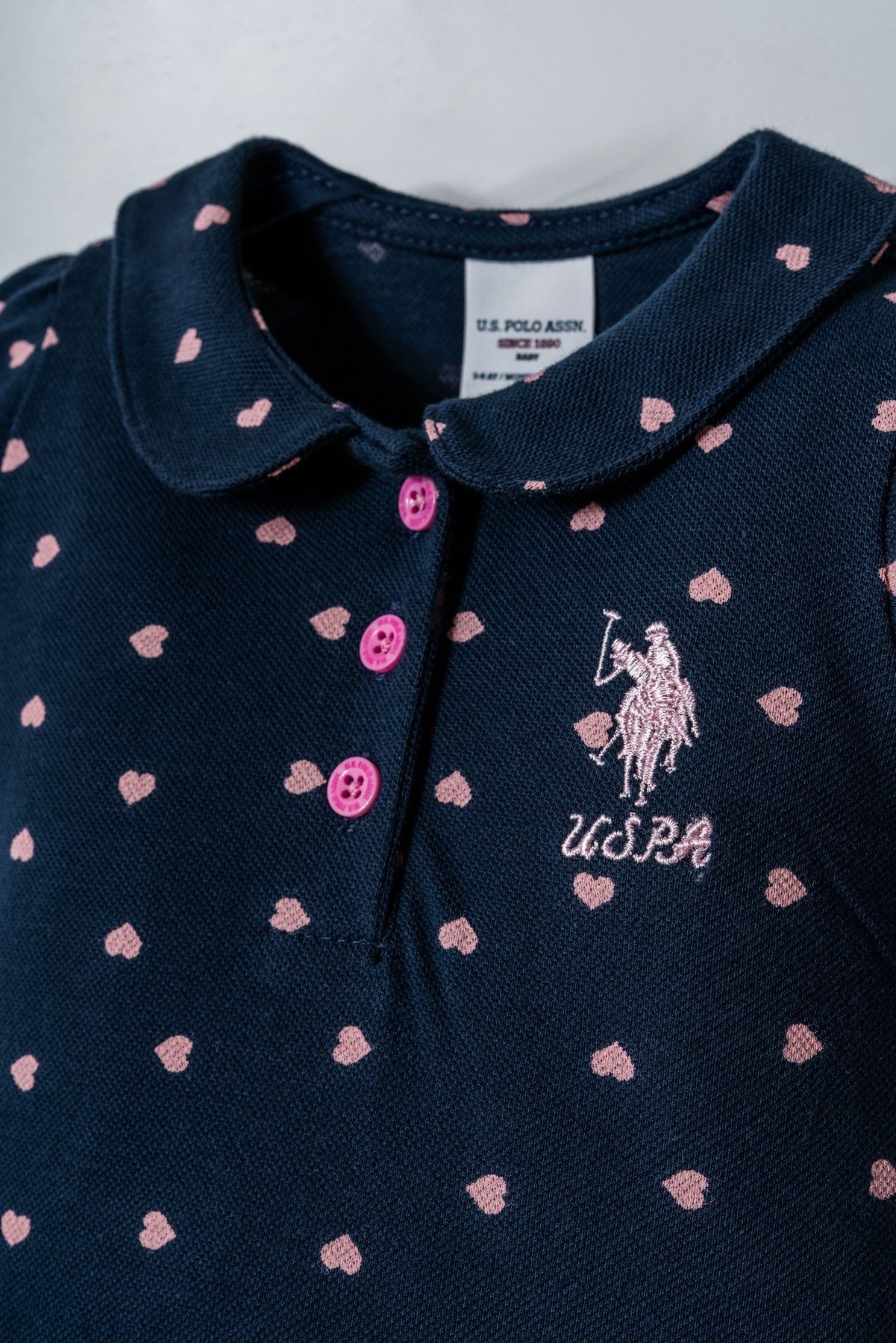U.s Polo Assn. Kız Bebek Kalp Detaylı Tulum 3-36 Ay LACİVERT