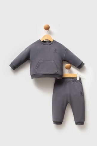 U.s Polo Assn. Erkek Bebek Uzun Kollu Üst Ve Alt Parçadan Oluşan 2li Takım 6-36 Ay FÜME