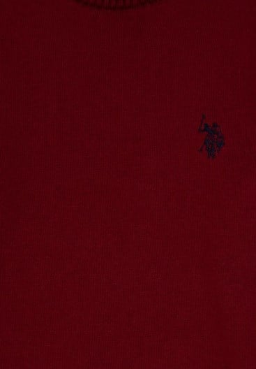 U.s Polo Assn. Erkek Çocuk  Arma Detaylı Uzun Kollu Triko Kazak 4-12 Yaş BORDO