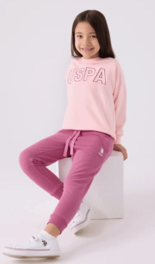U.s Polo Assn. Kız Çocuk Uspa Yazı Baskı Ve Arma Detayı eşofman Takım 9-15 Yaş PEMBE