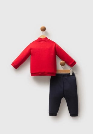 U.s Polo Assn.Erkek Bebek Hakim Yaka Düğmeli 3'lü Takım 6-36 Ay KIRMIZI