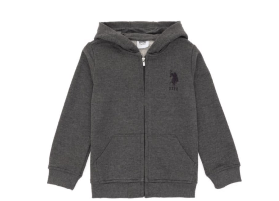 U.s Polo Assn. Erkek Çocuk Kapüşonlu Fermuarlı Sweatshirt 3-14 Yaş ANTRASİT MELANJ
