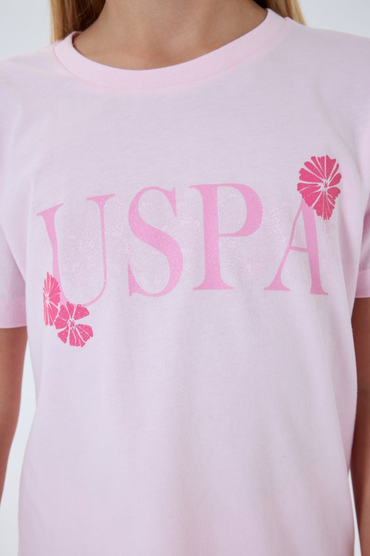 U.s Polo Assn. Kız Çocuk Kısa Kollu Tşört Ve Desenli Pantolon 9-15 Yaş PEMBE