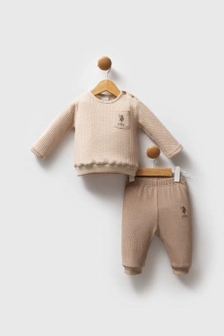 U.s Polo Assn. Erkek Bebek Uzun Kollu 2'li Takım 3-36 Ay BEJ