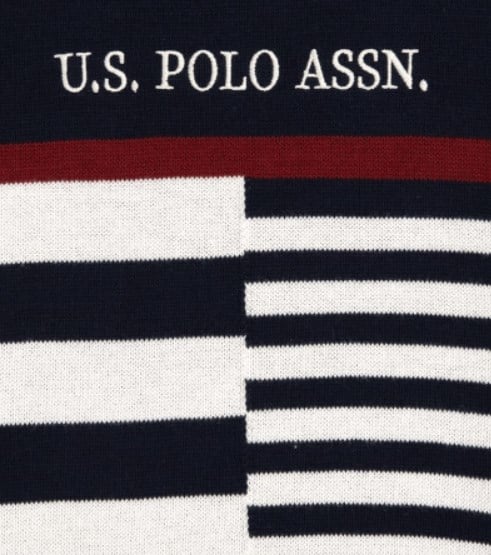 U.s Polo Assn. Erkek Çocuk Uzun Kol Bisiklet Yaka  Çizgi Blok Desen Detaylı Sweatshırt  3-14 Yaş LACİVERT