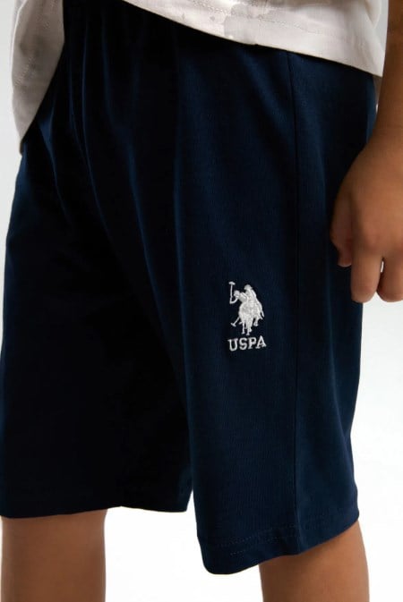 U.s Polo Assn. Erkek Çocuk Baskı Detaylı Kısa Kollu Bermuda Takım 4-8 Yaş TAŞ