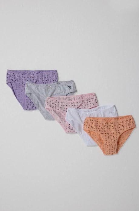 U.s Polo Assn. Kız Çocuk 5 'Li Slip Külot Setidir 3-14 Yaş KARMA RENK