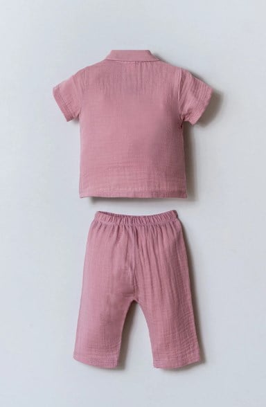 U.S Polo Assn. Kız Bebek Müslin Gömlek Pijama Takımı 6 Ay-3 Yaş AÇIK LİLA