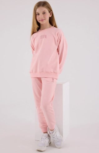 U.s Polo Assn. Kız Çocuk Sweatshirt Eşofman Takımı 9-15 Yaş AÇIK PEMBE