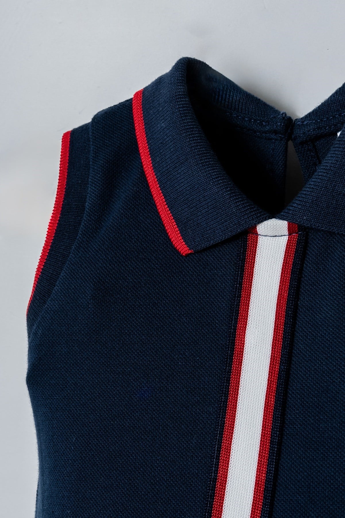 U.s Polo Assn. Kız Bebek Kolsuz Polo Yaka Ön Şerit Detaylı Pileli Elbise 6-36 Ay LACİVERT