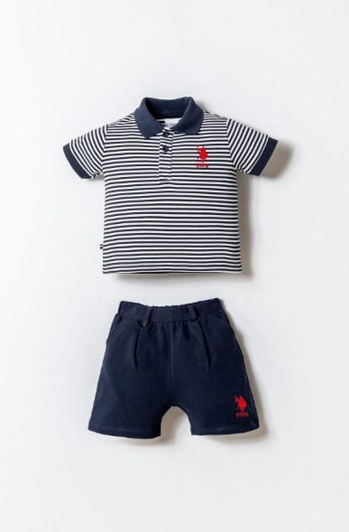 U.S. Polo Assn. Erkek Bebek Çizgili Şort Takım 6 Ay-3 Yaş LACİVERT