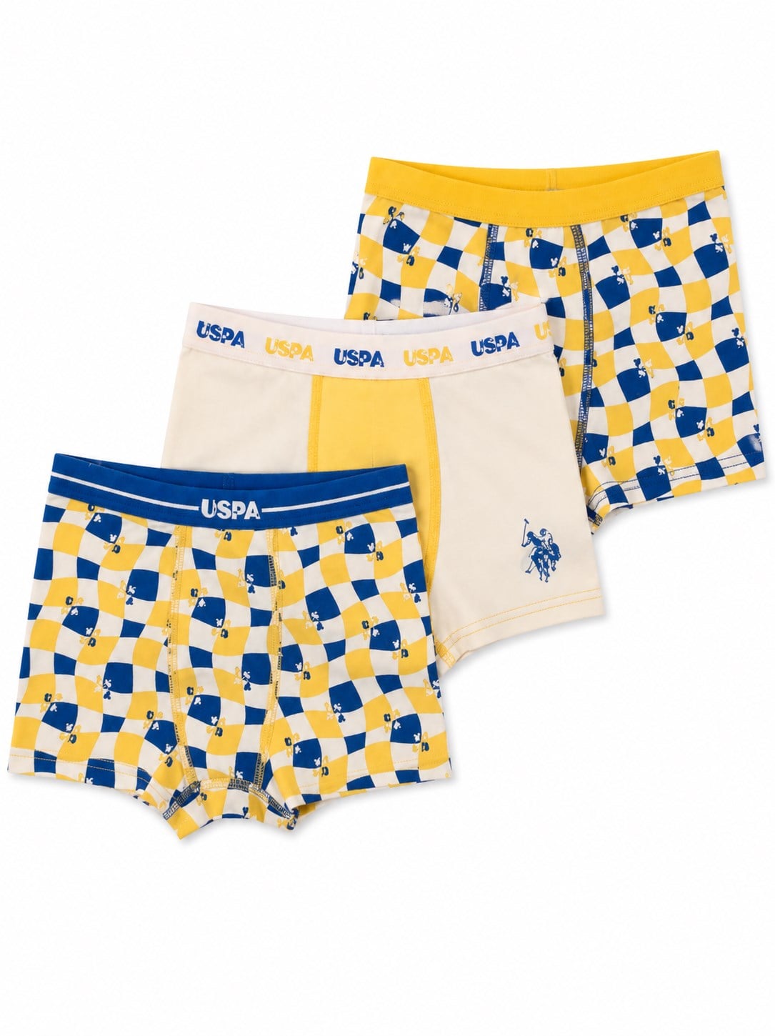 U.S. Polo Assn. Logolu Erkek Çocuk İç Giyim 3'lü Paket Örme Boxer 3-14 Yaş BEJ