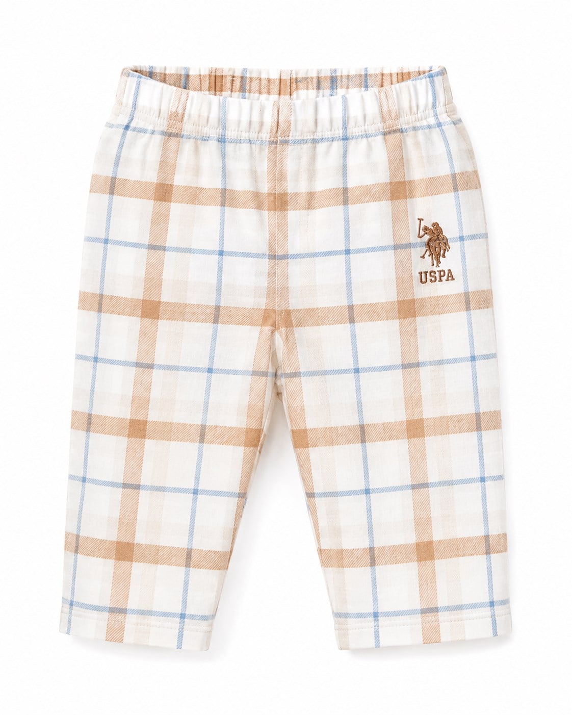 U.S. Polo Assn. Kız Bebek Beyaz Ekose Desenli 2'li Pijama Takımı BEYAZ