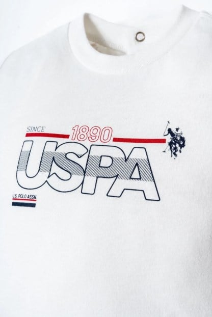 U.S. Polo Assn. Erkek Bebek Çizgili Şortlu Takım 0-3 Yaş BEYAZ