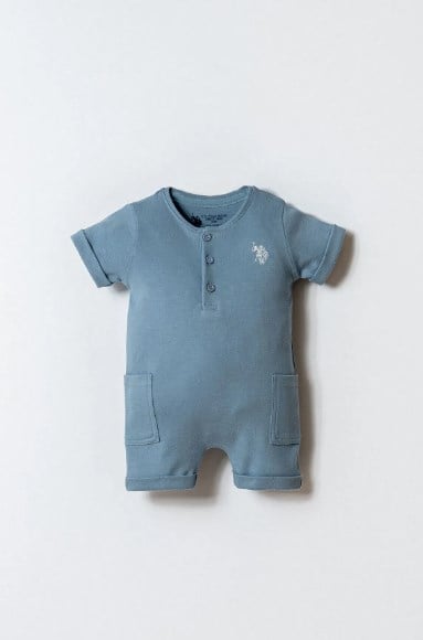 U.S. Polo Assn. Erkek Bebek Basic Yakasi Düğmeli Şort Tulum 3-24 Ay SOFT YEŞİL