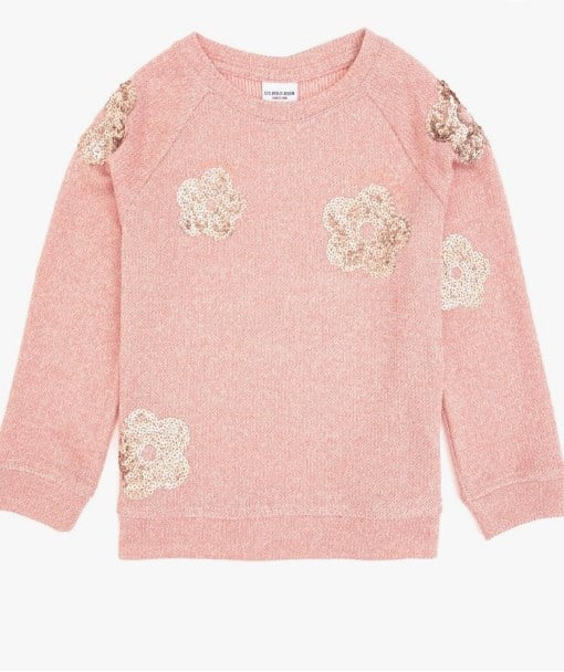 U.S. Polo Assn. Kız Çocuk Bisiklet Yaka Çiçek Baskılı Sweatshirt 4-12 Yaş AÇIK PEMBE