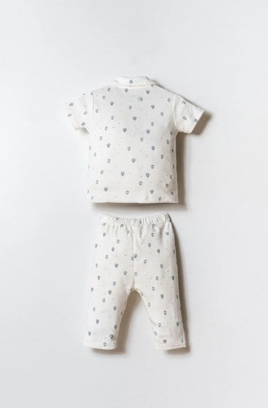 U.S. Polo Assn. Erkek Bebek Balon Baskı Kısa Kollu Pijama Takımı 6 Ay-3 Yaş BEYAZ