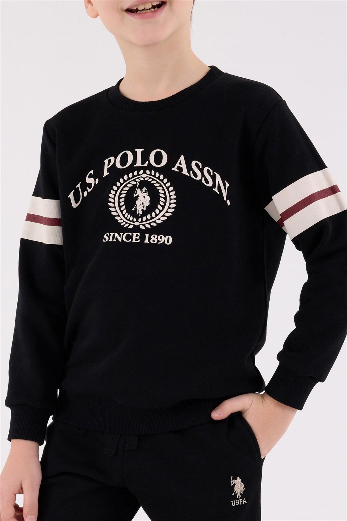 U.S. Polo Assn. Lisanslı Erkek Çocuk Sweatshirt ve Eşofman Takımı 8-15 Yaş SİYAH