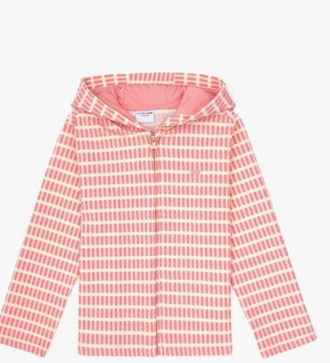 U.S. Polo Assn. Kız Çocuk Çizgili Kapüşonlu Fermuarlı Sweatshirt 4-12 Yaş PEMBE