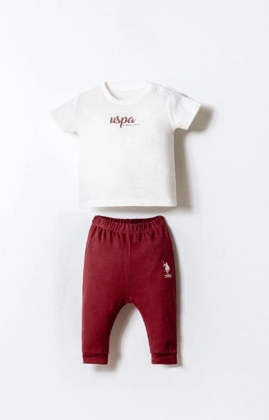 U.S. Polo Assn. Erkek Bebek Çizgili Kapşonlu 3'Lü Takım 6 Ay-3 Yaş BEYAZ