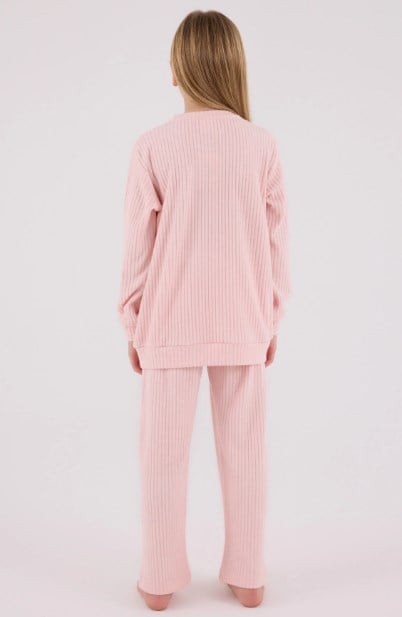 U.S. Polo Assn.Kız Çocuk Fitilli Triko Pijama Takımı 4-8 Yaş AÇIK PEMBE