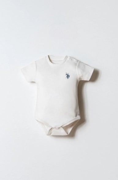 U.S. Polo Assn. Erkek Bebek  Kısa Kollu Badi Zıbın 0-24 Ay BEYAZ