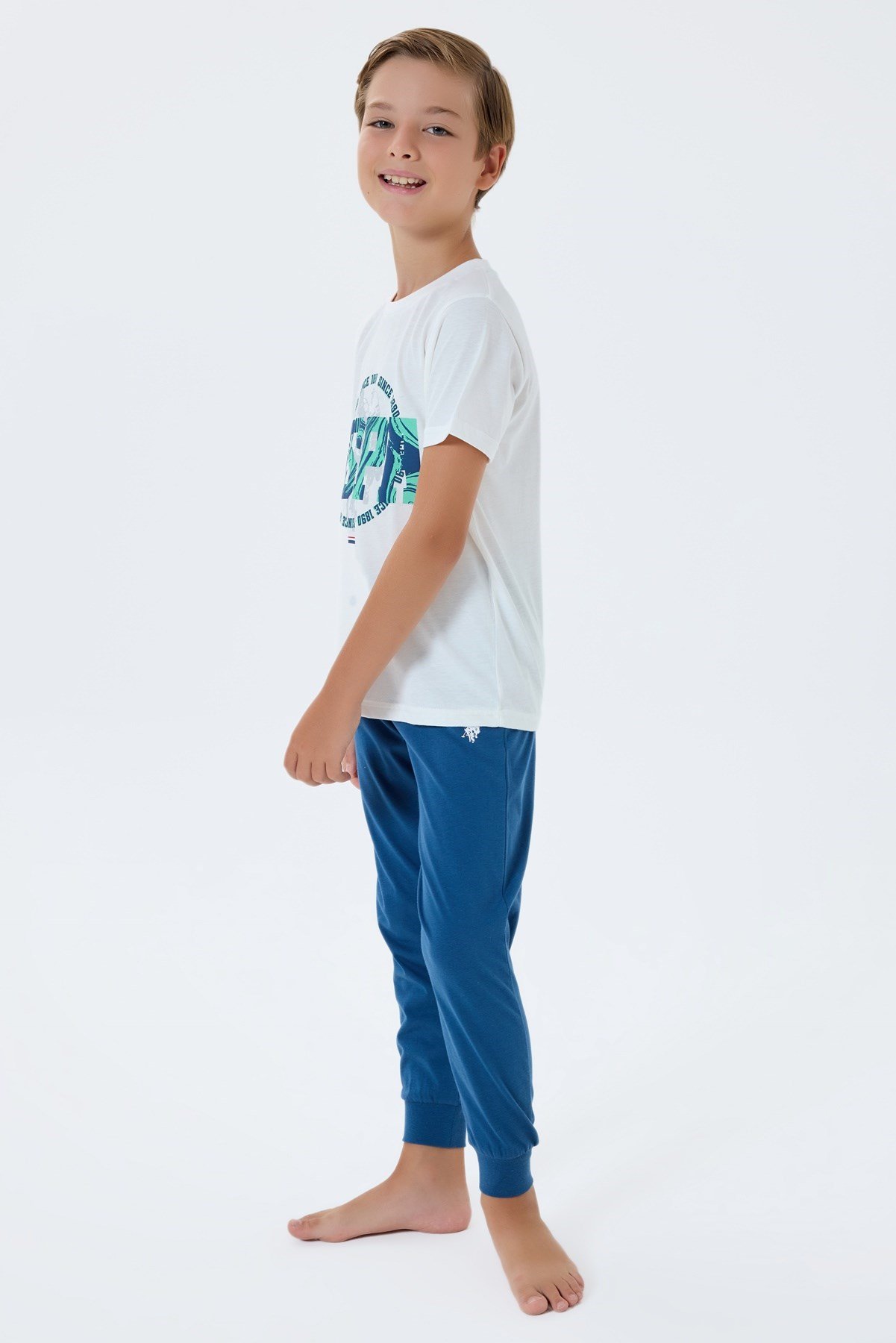 U.S. POLO ASSN. ERKEK GARSON PİJAMA TAKIM BEYAZ