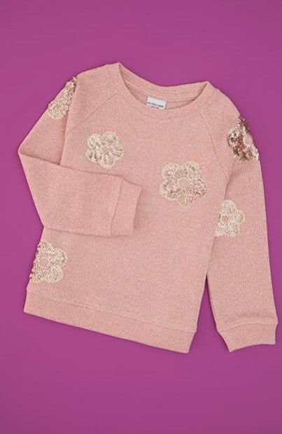 U.S. Polo Assn. Kız Çocuk Bisiklet Yaka Çiçek Baskılı Sweatshirt 4-12 Yaş AÇIK PEMBE