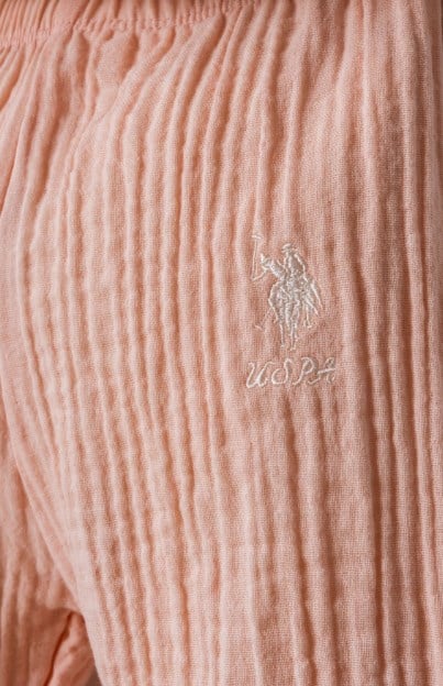 U.S. Polo Assn. Kız Bebek Lisanslı  Pamuklu 2'li Takım 0-3 Yaş BEYAZ - PUDRA
